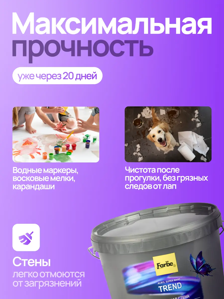 FARBE® ACRYL SUPER WAND TREND Идеальная стена. Интерьерная краска для обоев и стен